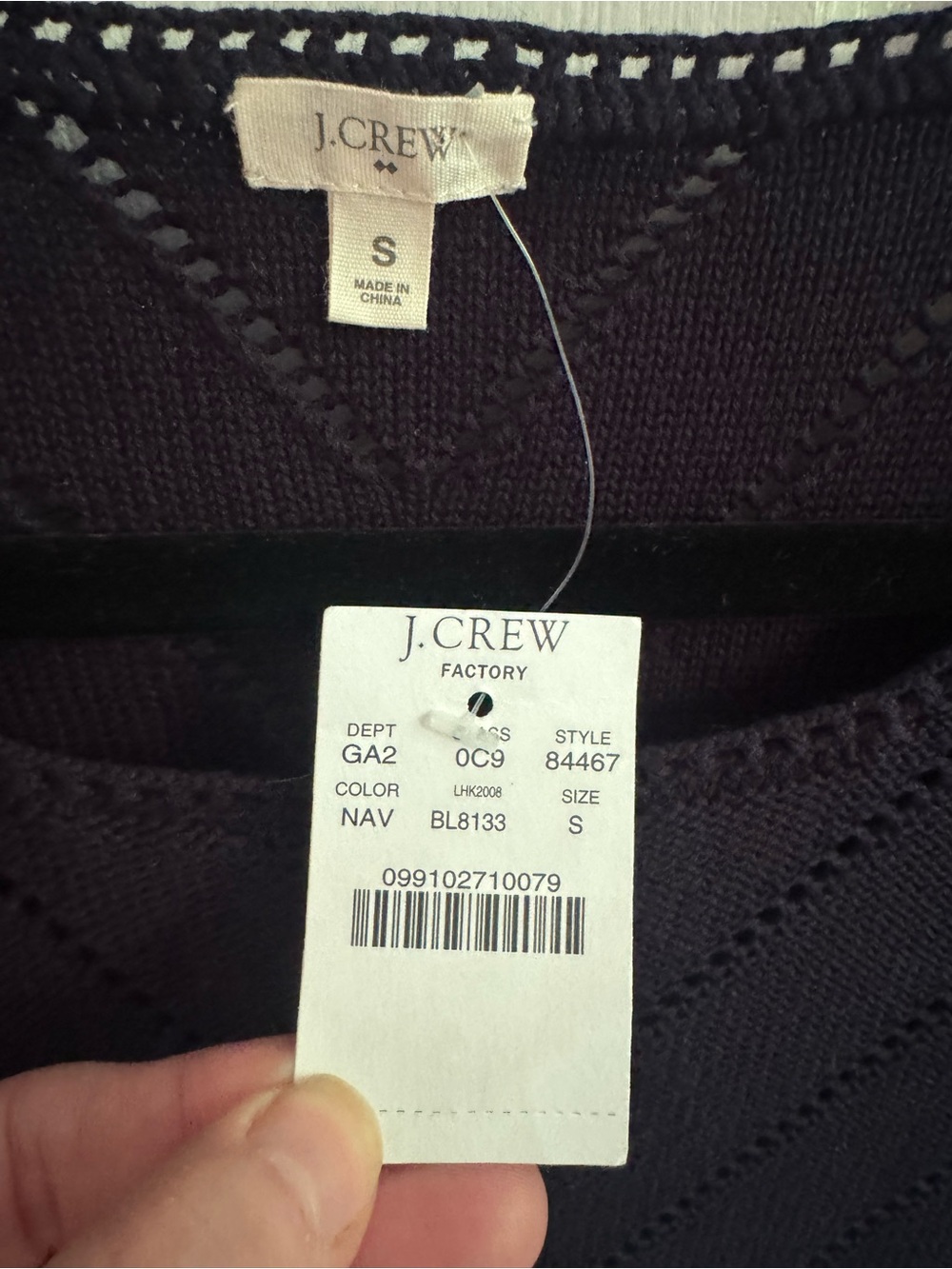 J. Crew Factory Navy Short Sleeve Pointelle Knit Top size Small NWT - Picture 3 of 11